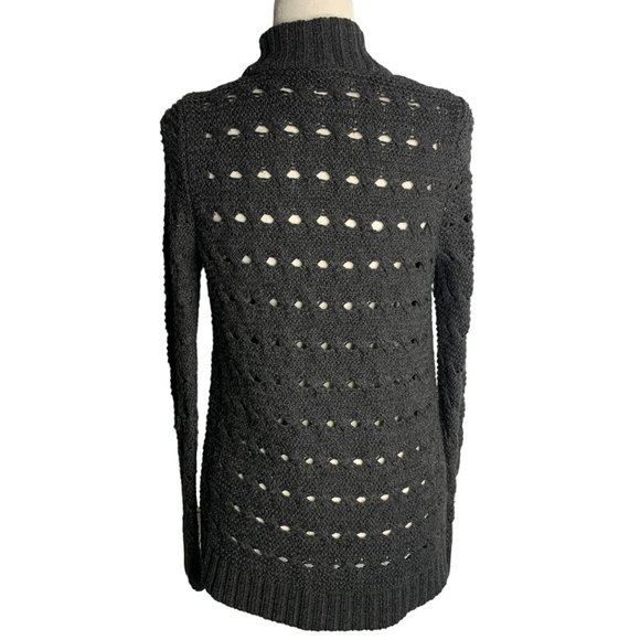 Ann Taylor Chunky Knit Cardigan Sweater S Grey Open Front Loose Long Sleeves - Picture 4 of 6